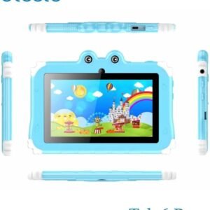 Oteeto TAB 6 Kids Tablet, 7-Inch IPS LCD Display, 4GB RAM + 128GB ROM, Android 13, Dual Camera, Black . Durable Case for kids