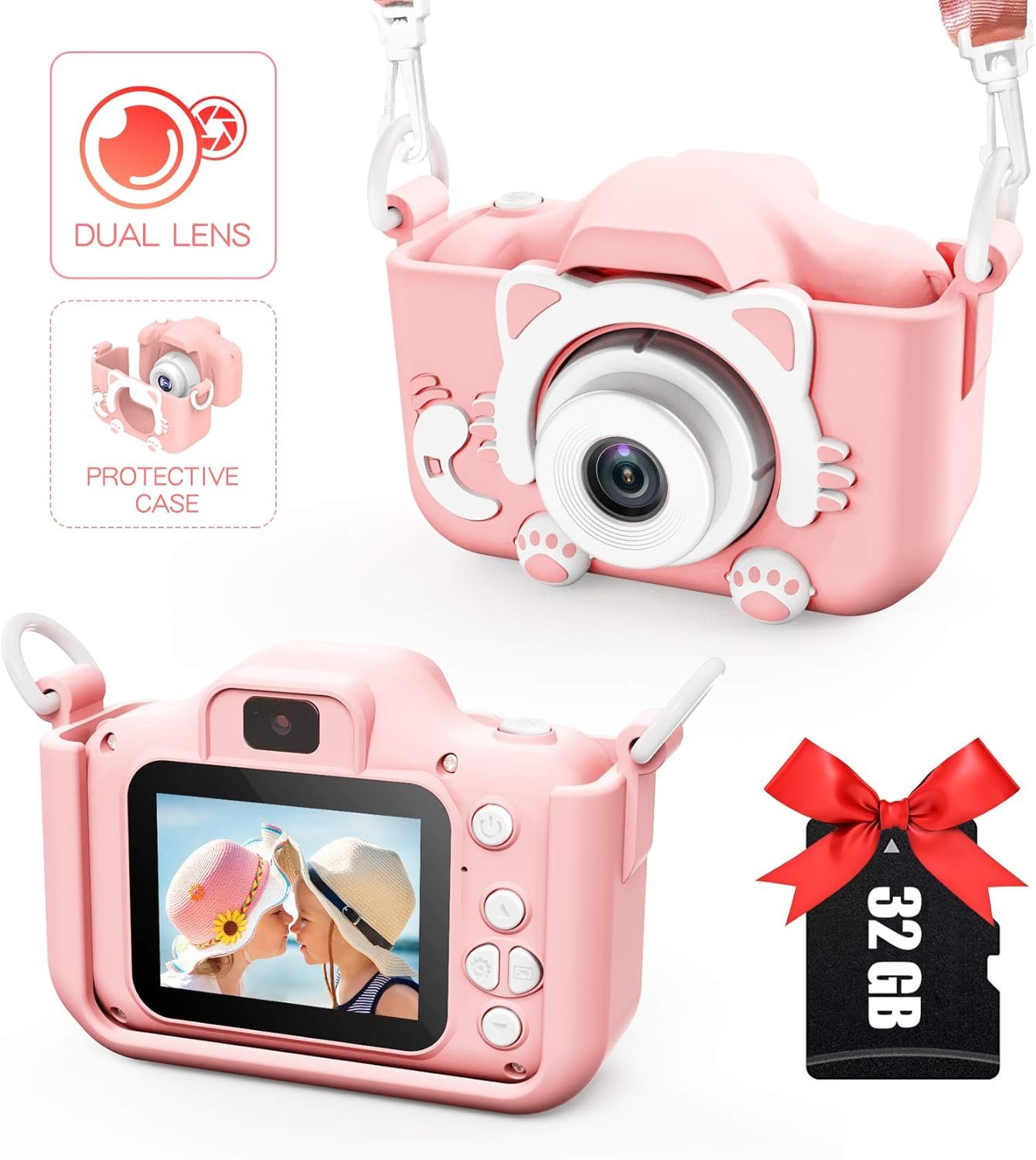TONDOZEN Kids Digital Dual Camera, Selfie Camera for Kids 3-9, Camera with Silicone Cover, Christmas Birthday Gifts for your kids and loved one's